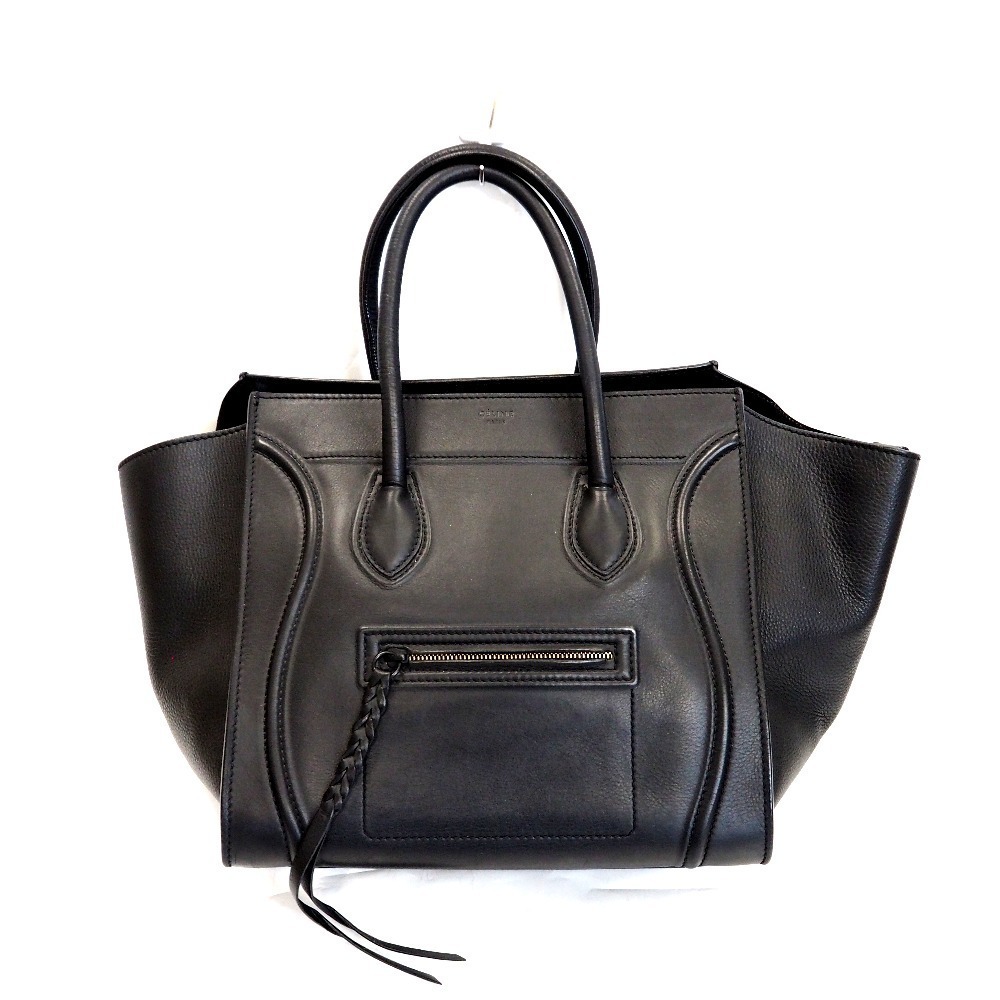 Celine Luggage Phantom Handbag Leather Black